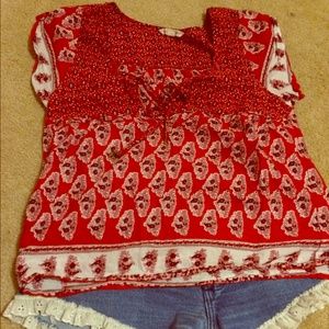 American Eagle Boho Tassel Top