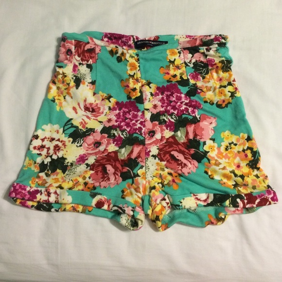 Rare Brandy Melville High-Waisted Floral Shorts