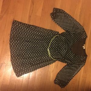 Vera Wang black with lime green polka dot dress