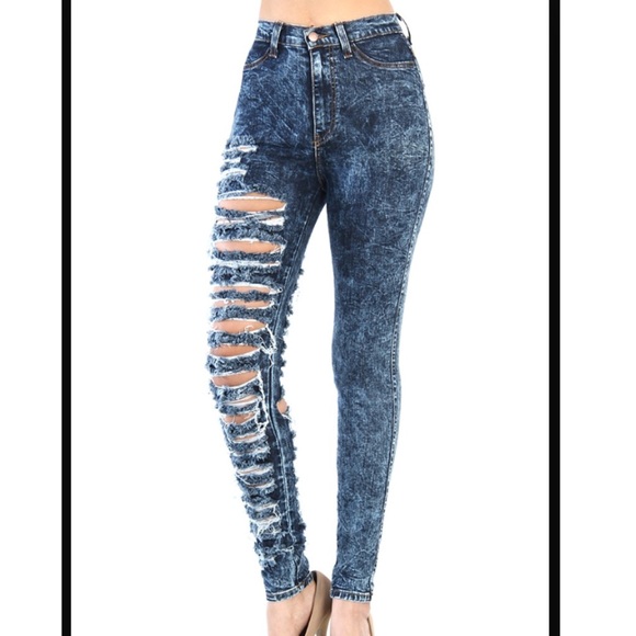 Vibrant M.I.U One Leg Destroyed Jeans