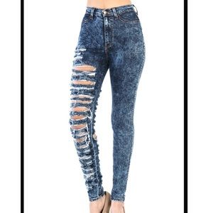 Vibrant M.I.U One Leg Destroyed Jeans