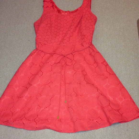 👛Sleeveless Studio One Orange Faux Lace Dress👜