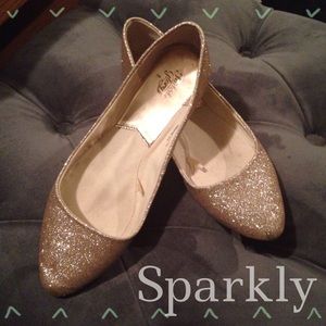 Gold glitter flats