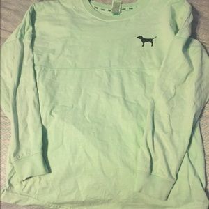 Mint green VS pink varsity crew! 😍