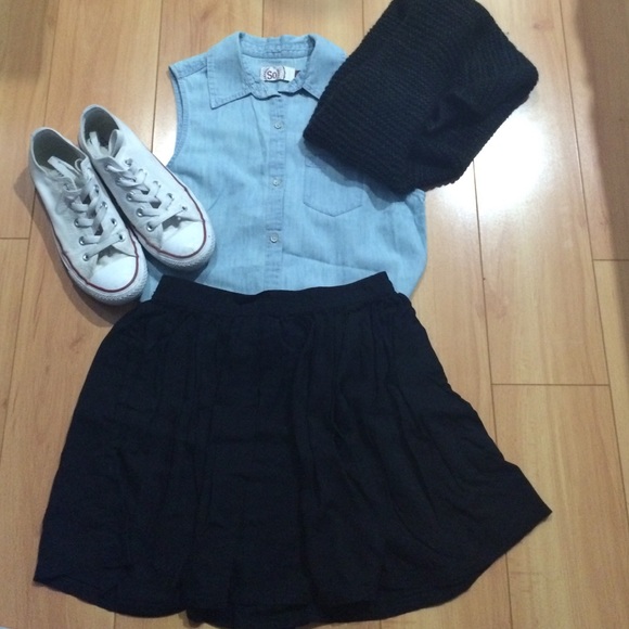 Blue button down shirt with pocket and collar