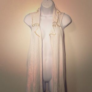 White Sleeveless Cardigan