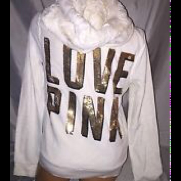 TRADED!!!PINK Victoria Secret Velour Fur Hoodie S