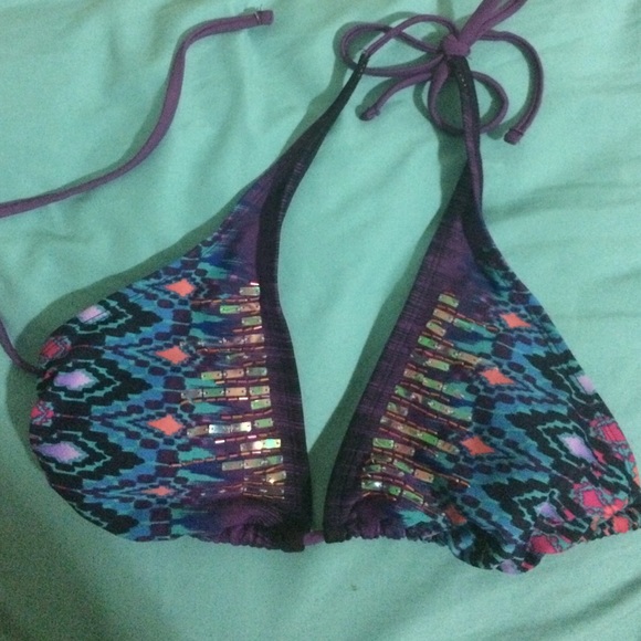Target multicolored triangle shaped bikini top