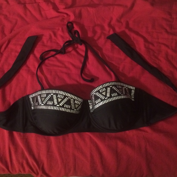 Black/ silver studded/ underwire bikini top