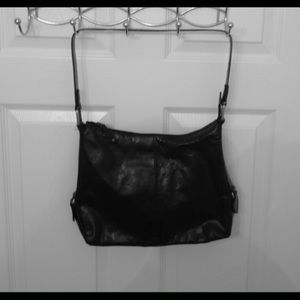 Black leather handbag