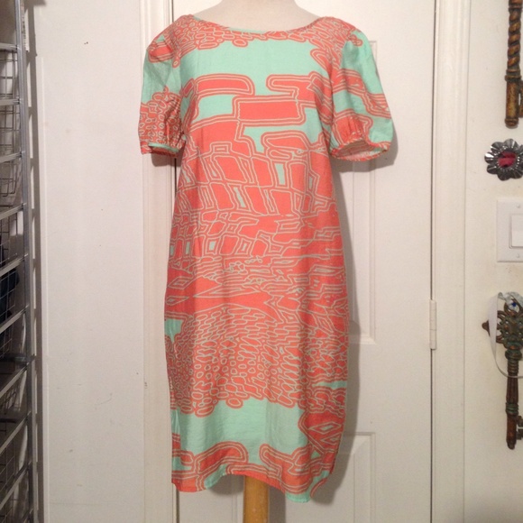 Buttons Dresses & Skirts - Like New! Mint & Coral boutique medium shift dress