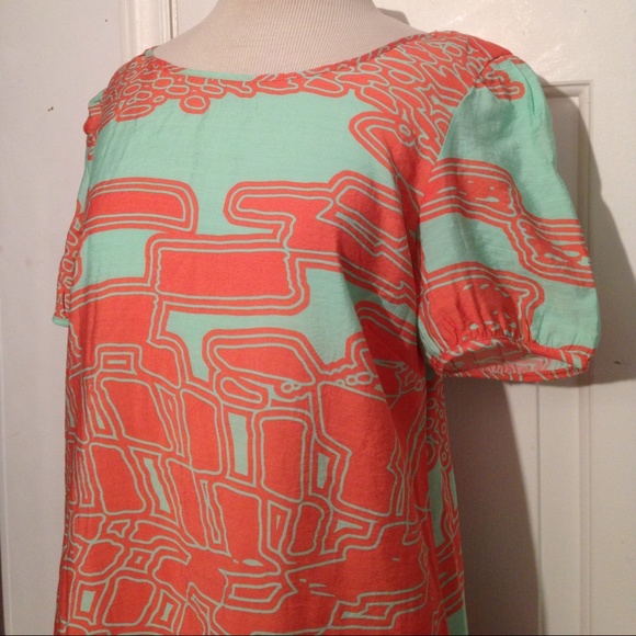 Like New! Mint & Coral boutique medium shift dress - Picture 2 of 4