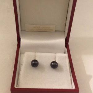 14k Gold Cultured Pearl Stud Earrings NEW in Box
