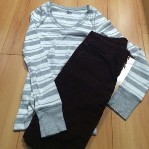 Gray and white striped tee