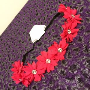 Pink flower crown hair/head band