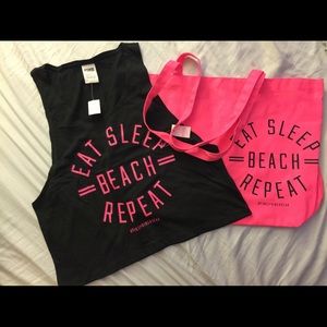 PINK VS beach tote & tank