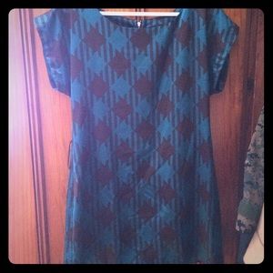 Green and brown silky tunic
