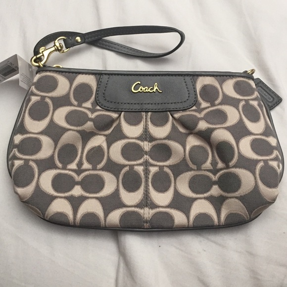 Coach Gray Large Signature Wristlet