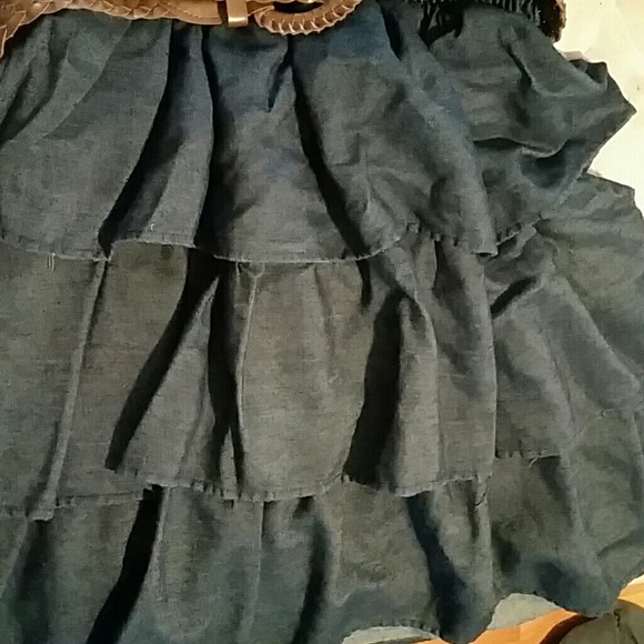 Strapless denim ruffle dress with belt - Picture 4 of 4