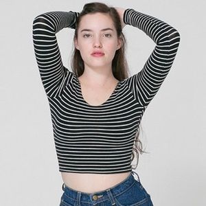 American apparel striped long sleeve crop top