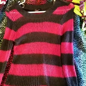 See thru pink and grey sweater