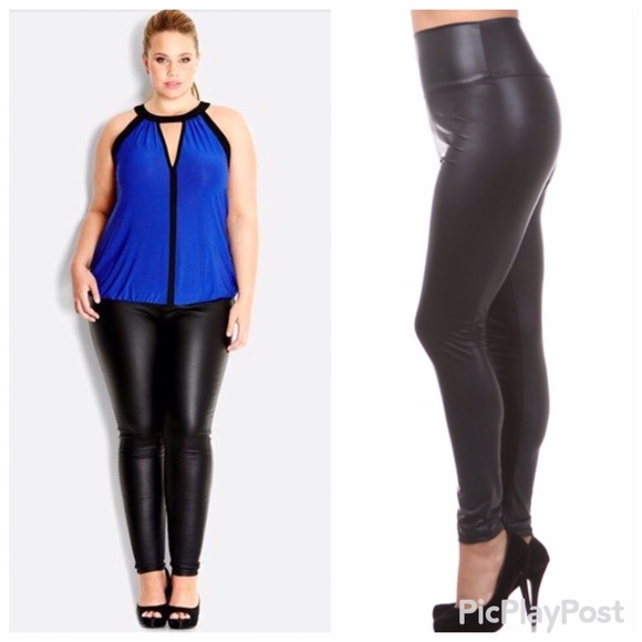 3X 🆕🎀 Black High Waist Faux Leather Leggings