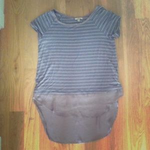 Anthropologie Bordeaux Striped Strata Tee