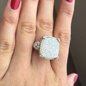 Judith Ripka Sterling Cushion Cut Druzy Ring