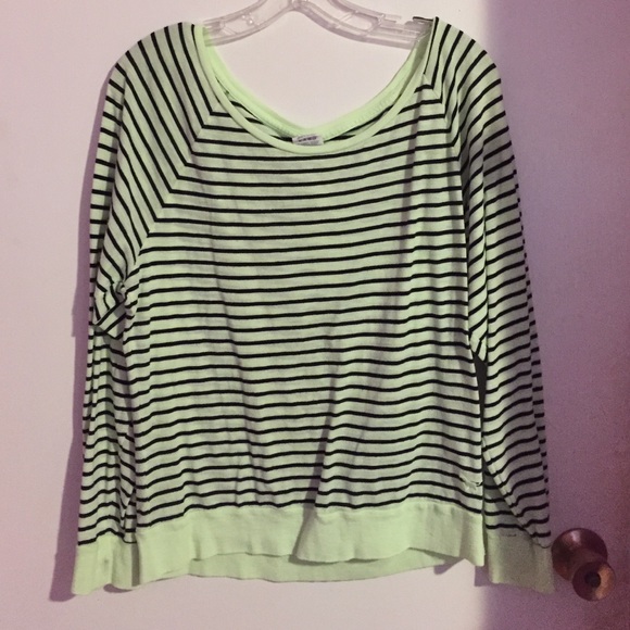 light green and black striped VS shirt