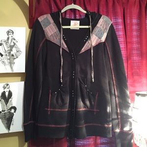 Free People embroidered zip up sweatshirt