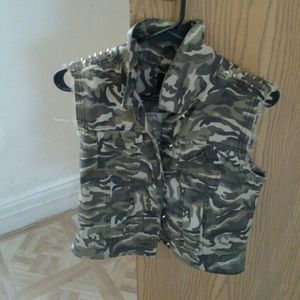 Camouflage vest w/ spikes on shoulders (wore once)
