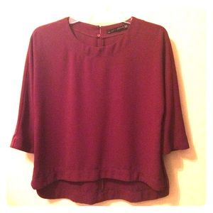 Zara Burgundy Side Slit Top