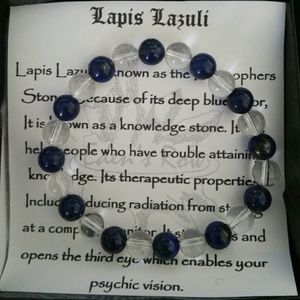 Exquisite Lapis Lazuli  and clear quartz bracelet