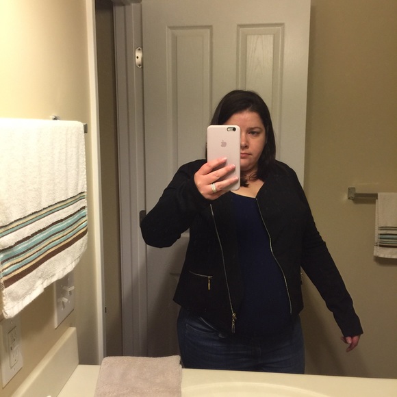 |HPx3| Moto Style Asymmetrical Black Blazer - Picture 3 of 4