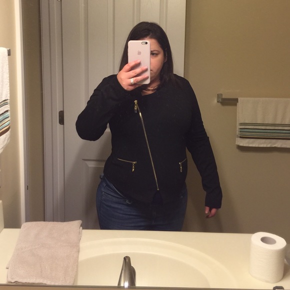 |HPx3| Moto Style Asymmetrical Black Blazer - Picture 4 of 4