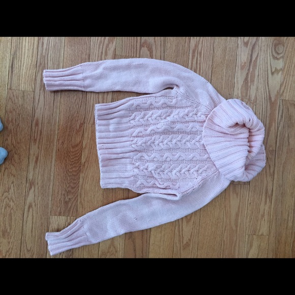 BEBE light pink crop top cowl neck sweater