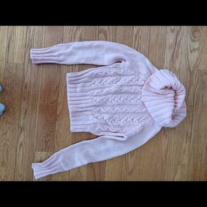 BEBE light pink crop top cowl neck sweater