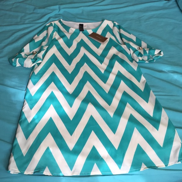 Blue & white striped dress