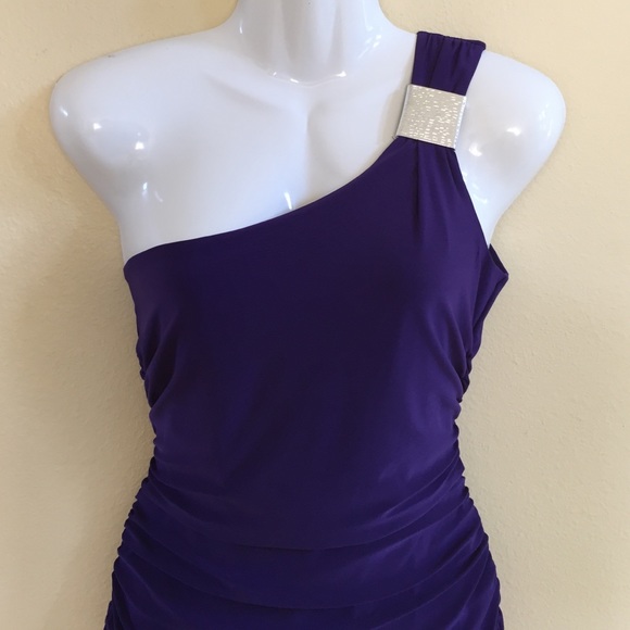 Lovely Dark Purple One Shoulder Dress