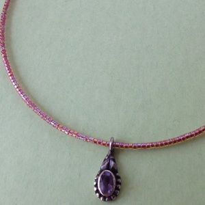 Sterling Amethyst & Seed Bead Choker