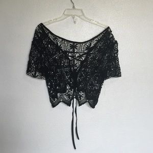 Kendall and Kylie Crochet Black Crop Top