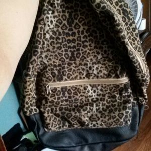 Leather & cheetah print bookbag
