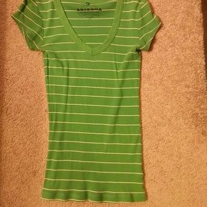 striped Arizona ribbed v-neck