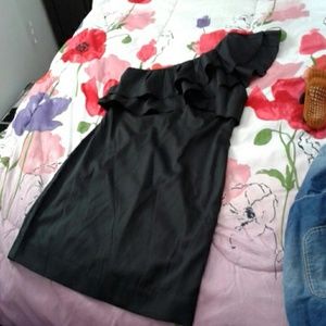 One shoulder ruffle mini dress