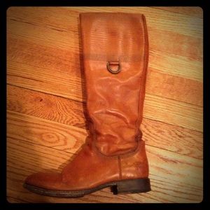Frye boots with stitching detail and D-ring