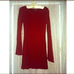 Forever 21 red long sleeve lace dress NWOT