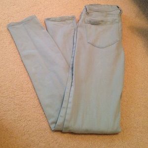 Mint colored skinny jeans