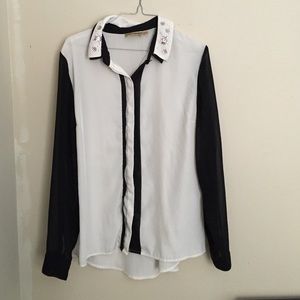 Black and white blouse
