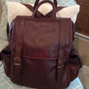 Brown leather backpack