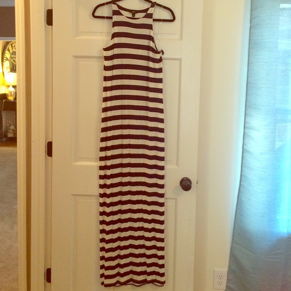 NWOT Navy & White Striped Maxi Dress